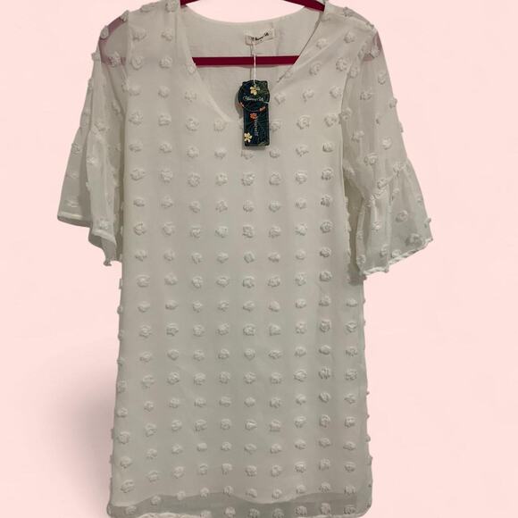 Blooming Jelly White Floral Boho Dress with Ruffle Sleeves Size Small NWT - Picture 1 of 4
